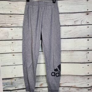 Adidas Girls Youth Gray Joggers Size XL 14/16 Logo Sweatpants Stretch Cuff